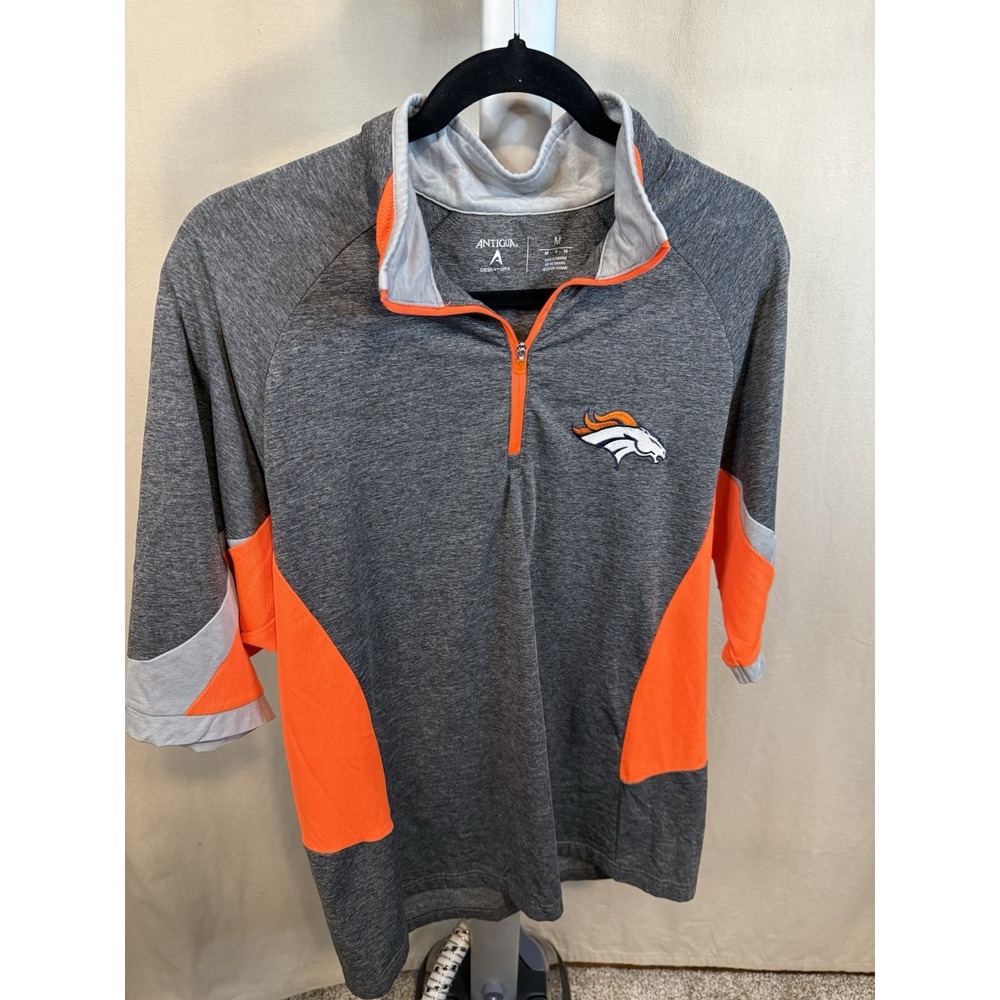Denver Broncos Stretch Polo M Grey with Orange Accents NFL Team Apparel